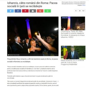 Articol Iohannis Italia PRO TV